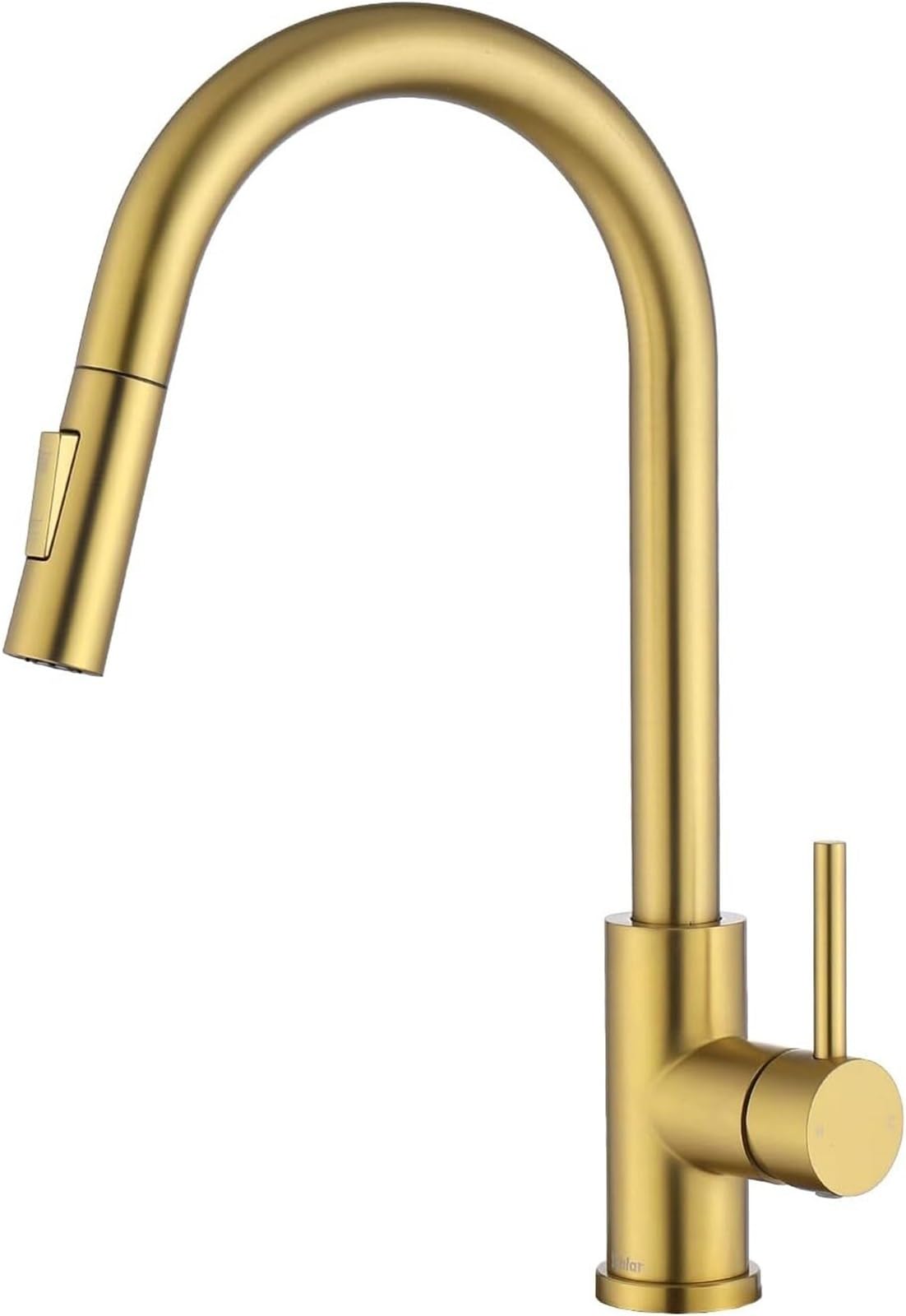 Gold Kitchen Faucet with Pull Down Sprayer, Brushed Finish for 1 or 3 Hole Sinks, Modern Stainless Steel for Farmhouse Laundry