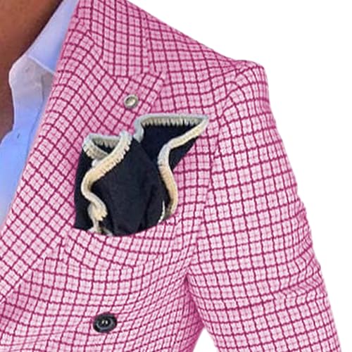 Mens Suits 3 Piece Check Plaid Suit Casual Tuxedo Suits Trousers Wedding Formal Dress Party Prom Sport Coat3