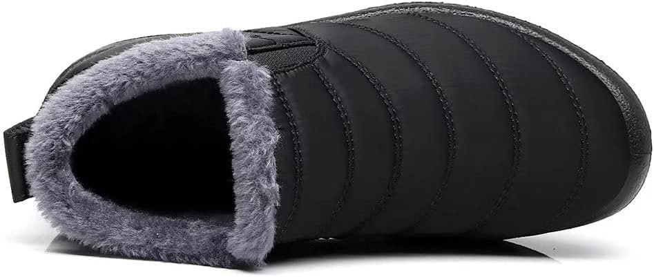 Womens Snow Boots Comfortable Warm Fur Lined Ankle Boots Womens Winter Snow Boots Outdoor Non-Slip Ankle Boots (Black,8)2