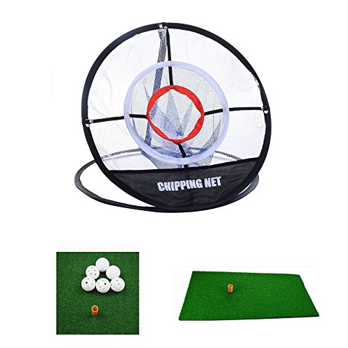 Bikego Portable 20” 4 in 1 Golf Training Set, with Driving Mat, Chipping Net and 6 Golf Balls Hitting Aid Practice Indoor and Outdoor