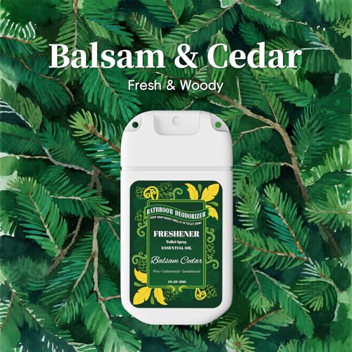 Image of Travel Size Toilet Spray, 2 Pack Air Freshener Spray for Bathroom Deodorizer, Travel Essentials Variety with Removable Hook - Cedar and Berry Scent