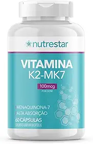 Vitamina K2 MK7 100 mcg, Menaquinona-7, 60 Cápsulas