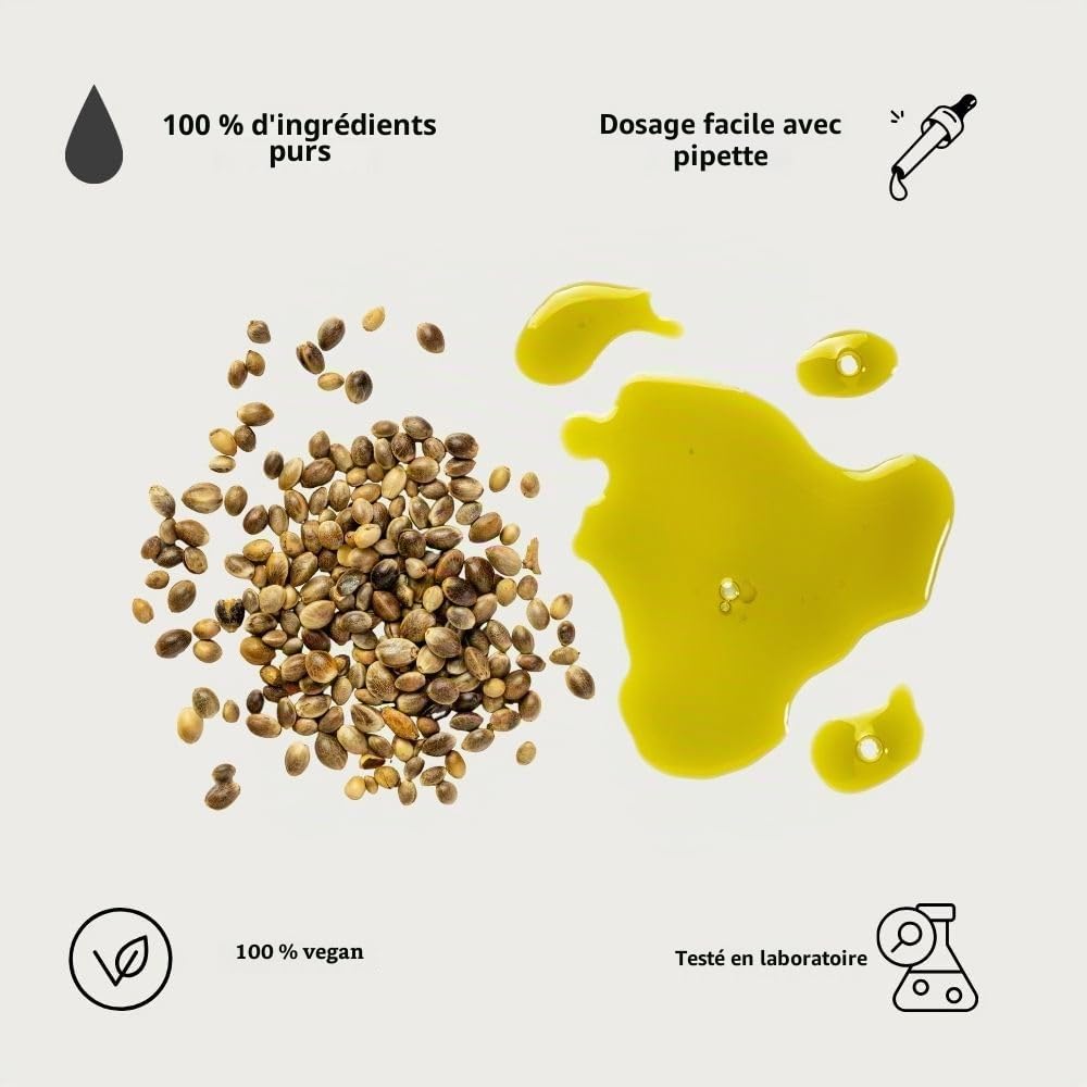 CANNA24 - Huile de graines de chanvre Vital n ° 40 avec 30 ml (750 gouttes) extra forte et à fortes doses, huile de graines de chanvre Vital, 100% naturel, gouttes de chanvre avec oméga 3-6-9