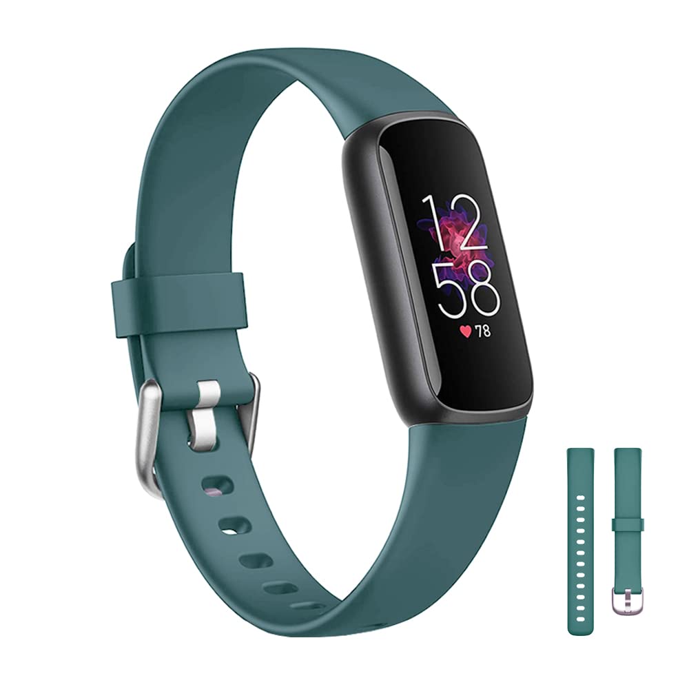 Cadet Blue Luxe Straps Compatible with Fitbit Luxe Watch Bands Wrist Strap for Men Women Colorful Silicone Sport Watchband Bracelet Bangle Wristband Replacement Accessories with Metal Buckle Small