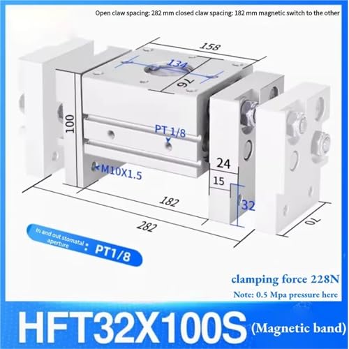 Vérin à doigt large HFT32X100S à haute force de serrage stable