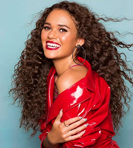 Sapphirewigs Curly Lace Front Wig Highlight Brown Synthetic Wigs for Women 13x3 Daily Wear Party Christmas Halloween Heat Resistant 26 inch - Image 4