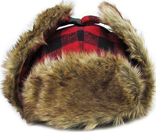 Kbethos KBW-604 RED-BLK Lumberjack Plaid Aviator Trapper Hat Trooper Ear Flaps Ushanka Eskimo Russian Cold thumb #4