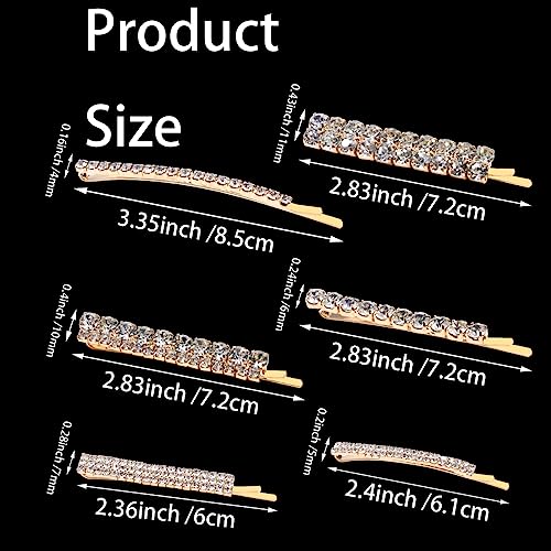 12 Pieces Rhinestone Bridal Hair Clip, Alloy Rhinestone Wedding Hair Pins Crystal Hair Clips, Jewelry Barrette Elegant Hair Accessories for Brides Bridesmaids Flower Girls(Gold)