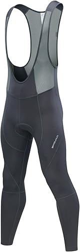 qualidyne Men's Cycling Bib Pants 3D Padded Winter Thermal Cold Weather Bike Bib Tights Biking Bicycle Long Leggings