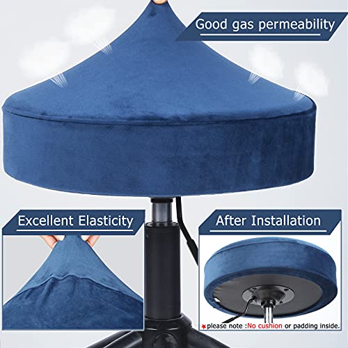 Image of SINOSSO Round Vanity Bench Covers Set of 4, Dia.(13 inch- 15.5 inch) Super Soft Velvet Stretch Washable Bar Stool Slipcover Seat Protector, (Round, Navy Blue, 4 Counts)