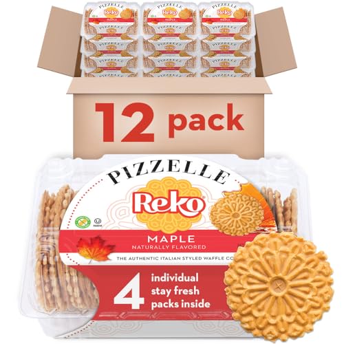 Reko Pizzelle Authentic Italian Style Waffle Cookie, Maple, 7 Ounce (Pack of 12)