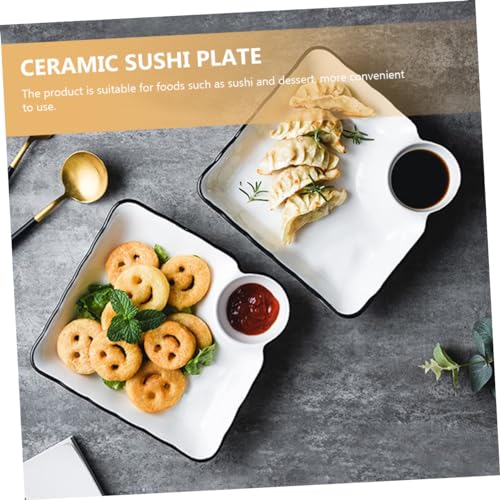 Set 2 Platos Cuadrados de Cerámica para Sushi miniatura 3