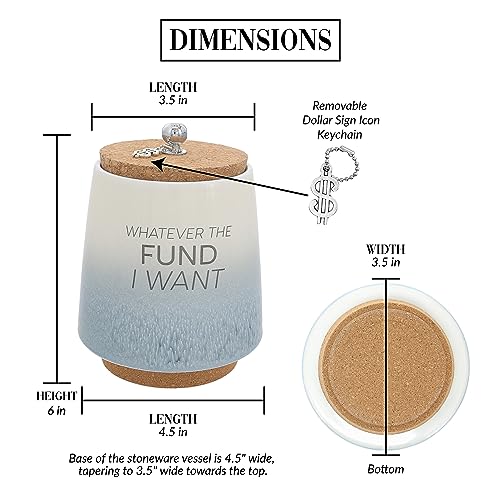 Pavilion - Whatever I Want Fund 6.5-inch Unique Ceramic Piggy Bank Savings Bank Money Jar with Cork Base and Cork Lid, Ombre Blue