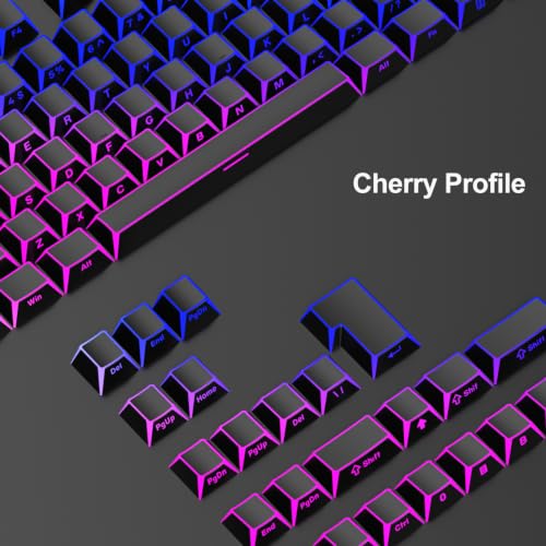 Image of Fogruaden PBT Keycaps Set, Cherry Profile Side Print Keycap for Mechanical Keyboard Keycaps(ZheYing-Black)