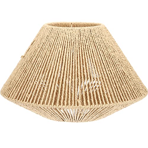 Operitacx Tissé Abat-Jour Paille Rotin Pendentif Lampe Lustre Lumière Couverture En Osier Plafond Suspendu Luminaire Panier Pour Table Lampe Bureau Bar Rustique Zen Décor