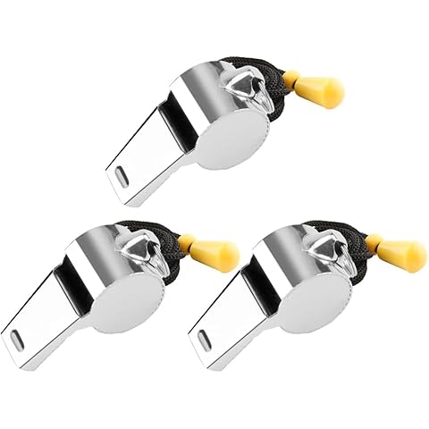 Fomatrade Whistle, Coaches Whistle with Lanyard, Whistle for Coaches, Whistle for Teachers, Stainless Steel Sports Whistles, Loud Crisp Sound Whistles Great for Coaches, Referees, and Officials (3) Cover