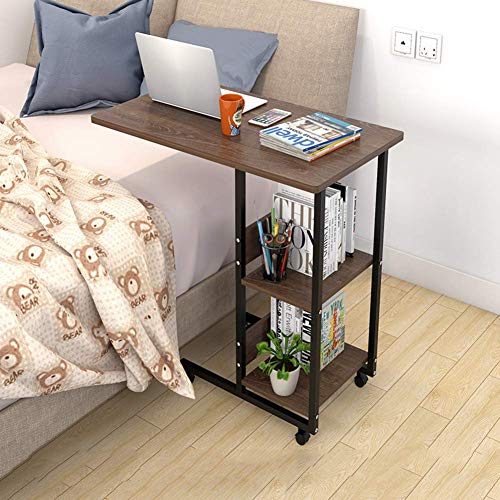 XIAO WEI Overbed Tables with Rolling Wheel Side Table Sofa Coffee Tabl
