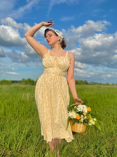 Image of Scarlet Darkness Summer Dresses for Women 2026 Floral Corset Dress Long Milkmaid Dress with Pocket