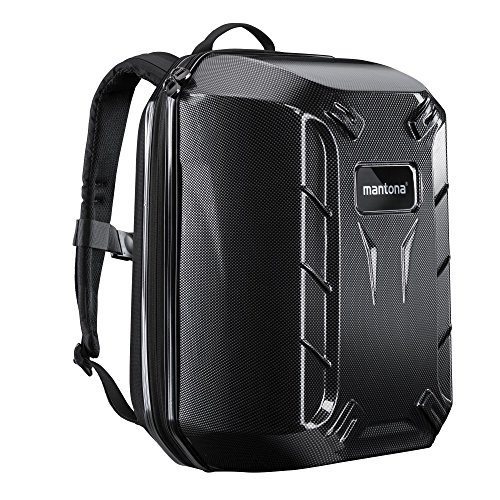 Mantona Mochila para dron P3 con Carcasa rígida, Color Plateado y Negro