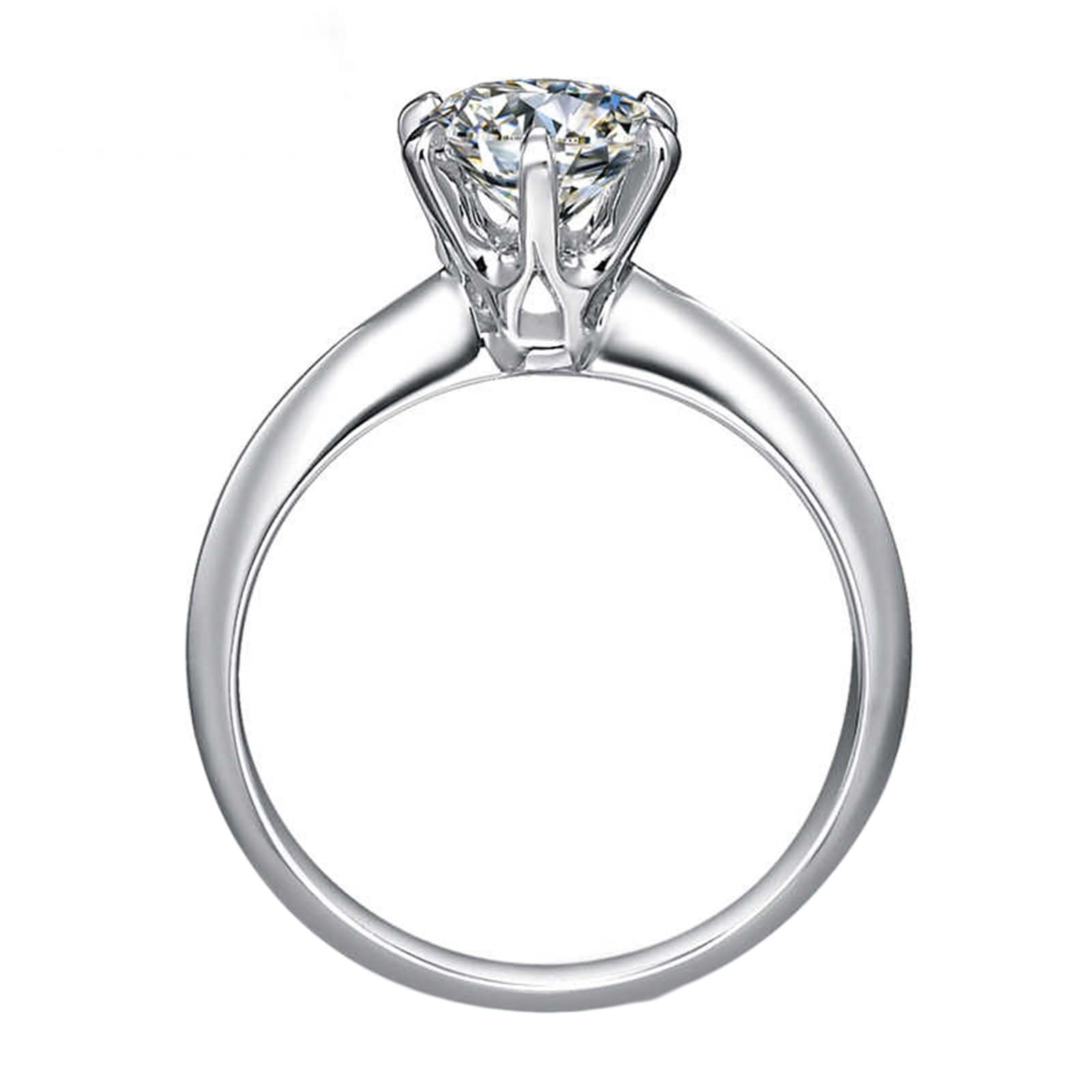 9K / 14K / 18K / 18K damskie pierścionki z białego złota syntetycznego diamentu, okrągły diamentowy pasjans 0,7 ct, damski srebrny pierścionek wieczność
