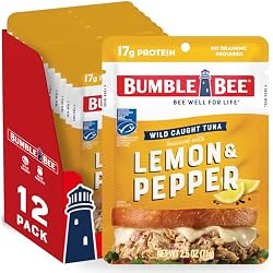 Bumble Bee Lemon & Pepper Seasoned Tuna Pouch - Wild Caught and Ready to Eat for Snack, Salad, Korean Tuna Bowl - 17g Protein per Serving - PERFECT, PORTABLE, GOODNESS - 2.5 oz Packet (Pack of 12)