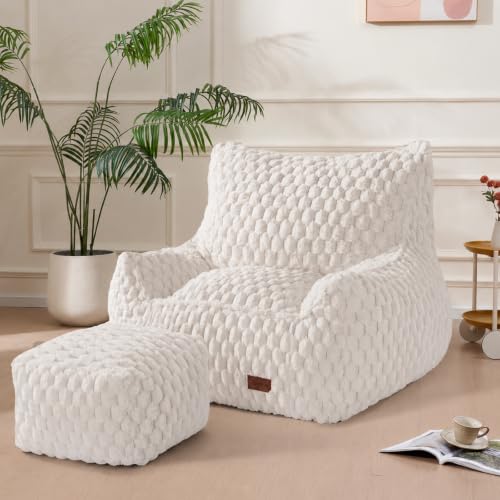 Giant Bean Bag Chair with Ottoman and Footstool