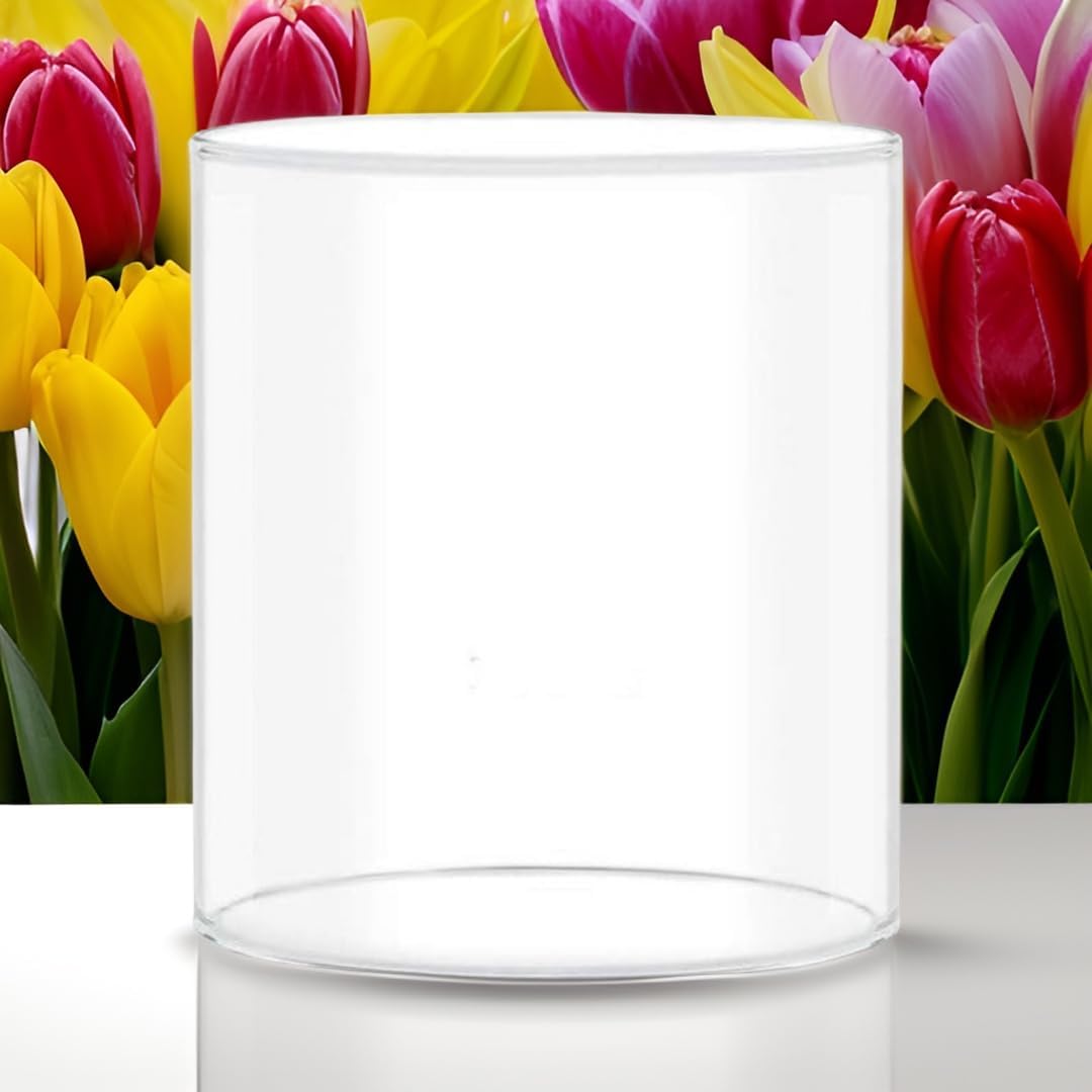 Ein Sof Diya Glass Cover Only - XM Size Borosilicate Glass Cover For Diya Without Diya - Height 3 Inches, Width 3 Inches, Transparent