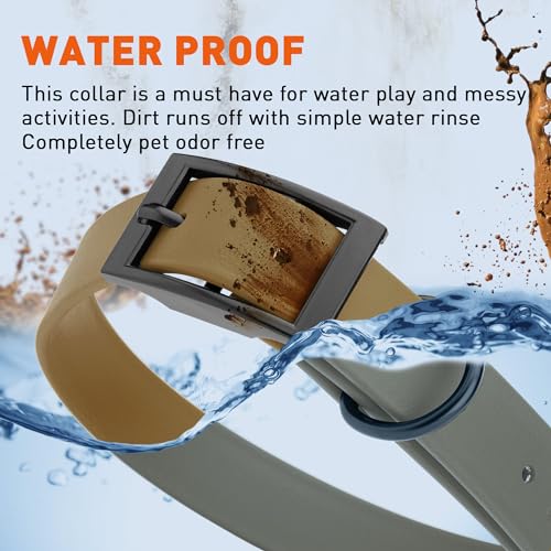 Image of Dogline Biothane Waterproof Dog Collar Strong Coated Nylon Webbing with Black Hardware Odor- Proof for Easy Care Easy to Clean High Performance Fits Small Medium or Large Dogs, Coyote Brown