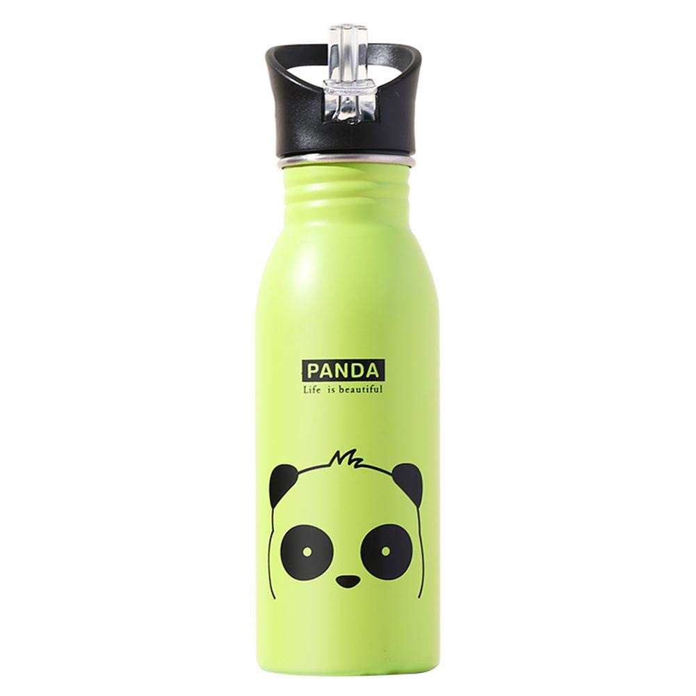 Easy-topbuy 500ml Cartoon Sports Bottle For Kids, BPA Free Stainless Steel Water Bottle With Straw, Lightweight Portable Thermal Bottle With Powder Coating, Duck Panda Elephant