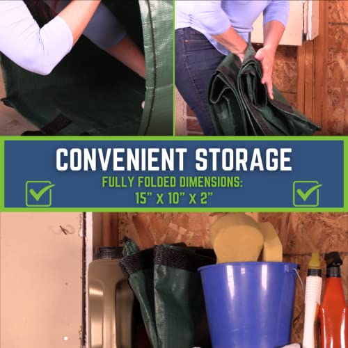 Image of DURASACK Heavy Duty Home and Yard Waste Bag 48-Gallon Woven Polypropylene, Reusable Lawn and Leaf Garden Bag with Reinforced Carry Handles, Pop-Up Self-Standing Garbage Can, Blue (Pack of 2)
