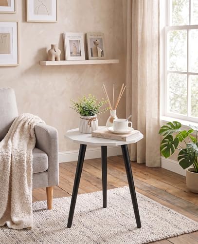 Image of UHUD CRAFTS Multipurpose Wooden Coffee Table /Centre Table /Side Table /End Table /Tea Table for Living Room, Bedroom, Balcony & Office - White Top with Black Legs - 14x17 Inches