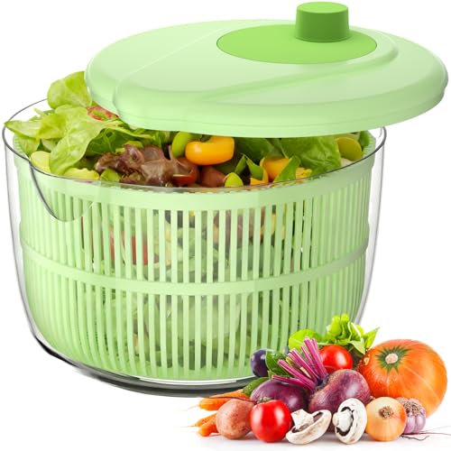 Salad Spinner Large Salad Washer and Spinner 5.2L Lettuce Spinner with Vegetable Washing Basket and Serving Bowl Household Fruit Drainer Salad Dryer