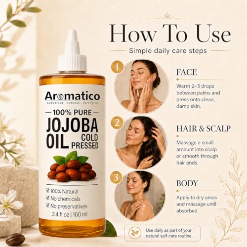 AROMATICO Jojoba Oil, 100% Pure & Cold Pressed for Healthy Hair - Image 5