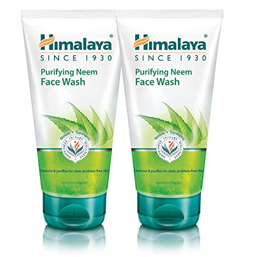 HIMALAYA HERBALS Gel purificante de lavado de cara de Neem | Limpia profundamente los poros y el acné | Lavado facial a base de hierbas | 150g (2-Pack Purifying Neem Face Wash Gel)