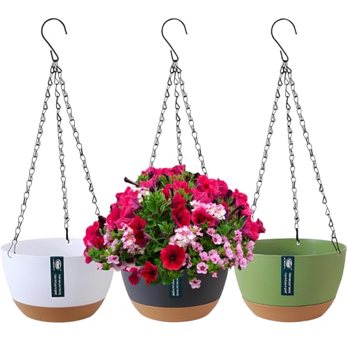 Duscdesp 3 Stück Blumenampel, Blumentopf Hängend für Innen Außen, Hängetopf für Pflanzen mit Drainagelöchern und Abnehmbarem Untersetzer, hängeampel Blumentöpfe zum Aufhängen für Haus Garten Balkon Duscdesp 3 Stück Blumenampel, Blumentopf Hängend für Innen Außen, Hängetopf für Pflanzen mit Drainagelöchern und Abnehmbarem Untersetzer, hängeampel Blumentöpfe zum Aufhängen für Haus Garten Balkon