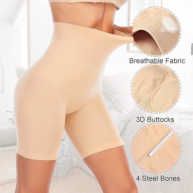 Image of CULINA High Waist Tummy Control Shapewear Shorts | Body Shaper for Women | Tummy Tucker| Seamless Body Shaper | Shorts Under Dress | Comfortable | Breathable