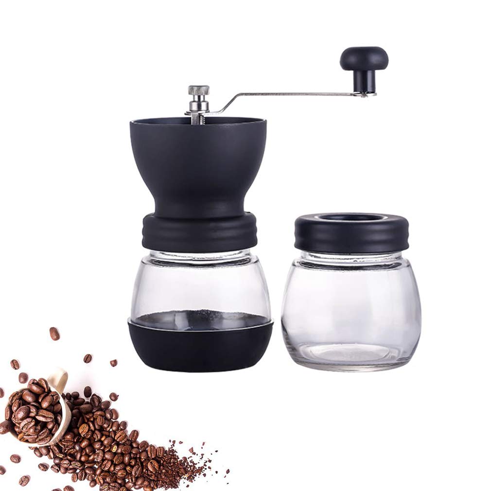Manual Coffee Grinder, Manual Coffee Grinder Set with Silicone Dust-proof Cover with Adjustable Conical Ceramic Burr, for Home Travel or Camping