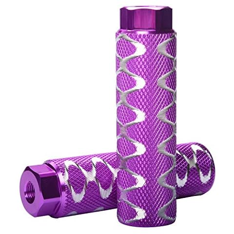 Bike Pegs, Helaryfreemear 2Pcs Aluminum Alloy Anti-Skid Lead Foot BMX Pegs Fit 3/8 inch Axles (Purple) Cover