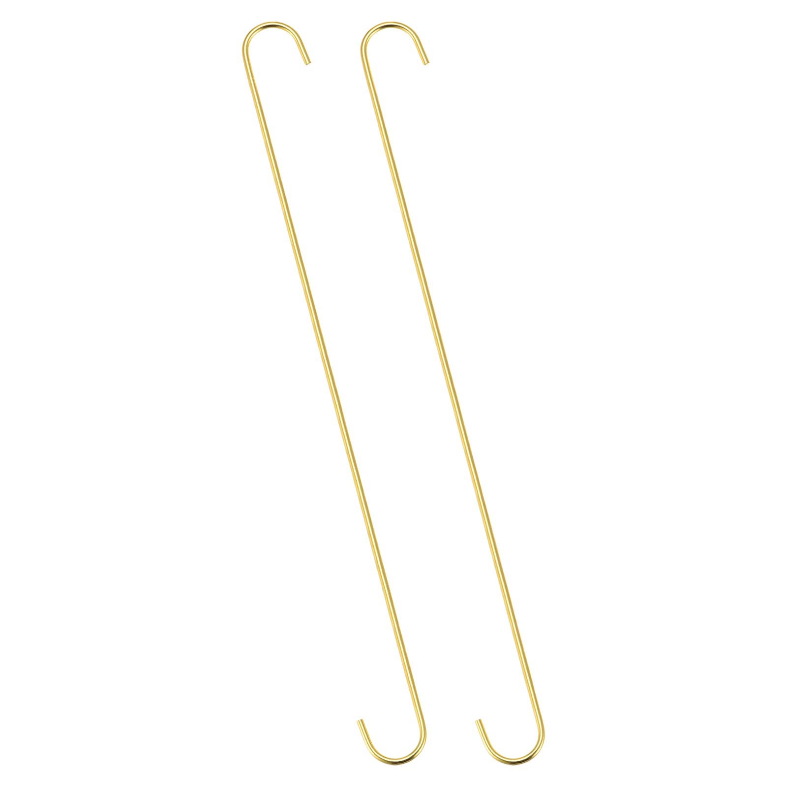 sourcing map S Hanging Hooks, 20inch/500mm Extra Long Steel Hanger, Indoor Outdoor Uses for Garden, Bathroom, Closet, Workshop, Kitchen, Gold Tone, 2Pcs