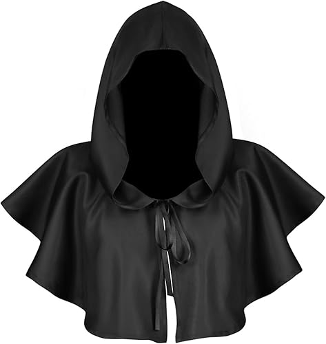 Nuiorfty Hooded Cloak Vintage Halloween Medieval Cowl Hat for Men Women Short Un