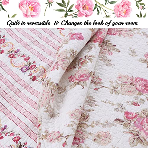 image for Cozy Line Home Fashions Romantic Pink Peony Floral 100% Cotton Reversi