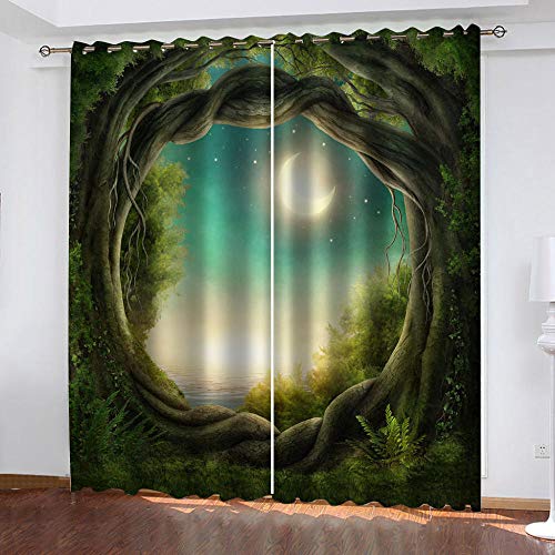 GDYRBY 2 Stücke Gardinen Mit Ösen 200X160cm(HxB) - 3D Druck Blick Auf Die...