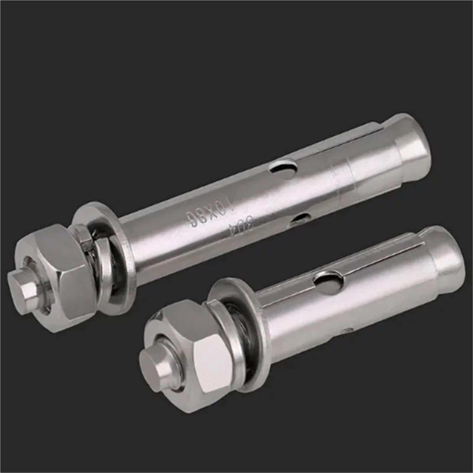 Pernos de Expansión Anclajes de manguito hormigón M12 80 mm a 200 con tuerca y arandela cabeza hexagonal, acero inoxidable 304(M12 X 200mm-3pcs)