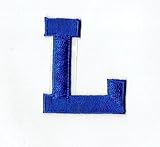 Alphabet Letter - L- Color Royal Blue - 2 Inch Block Style - Embroidered Iron on Patch