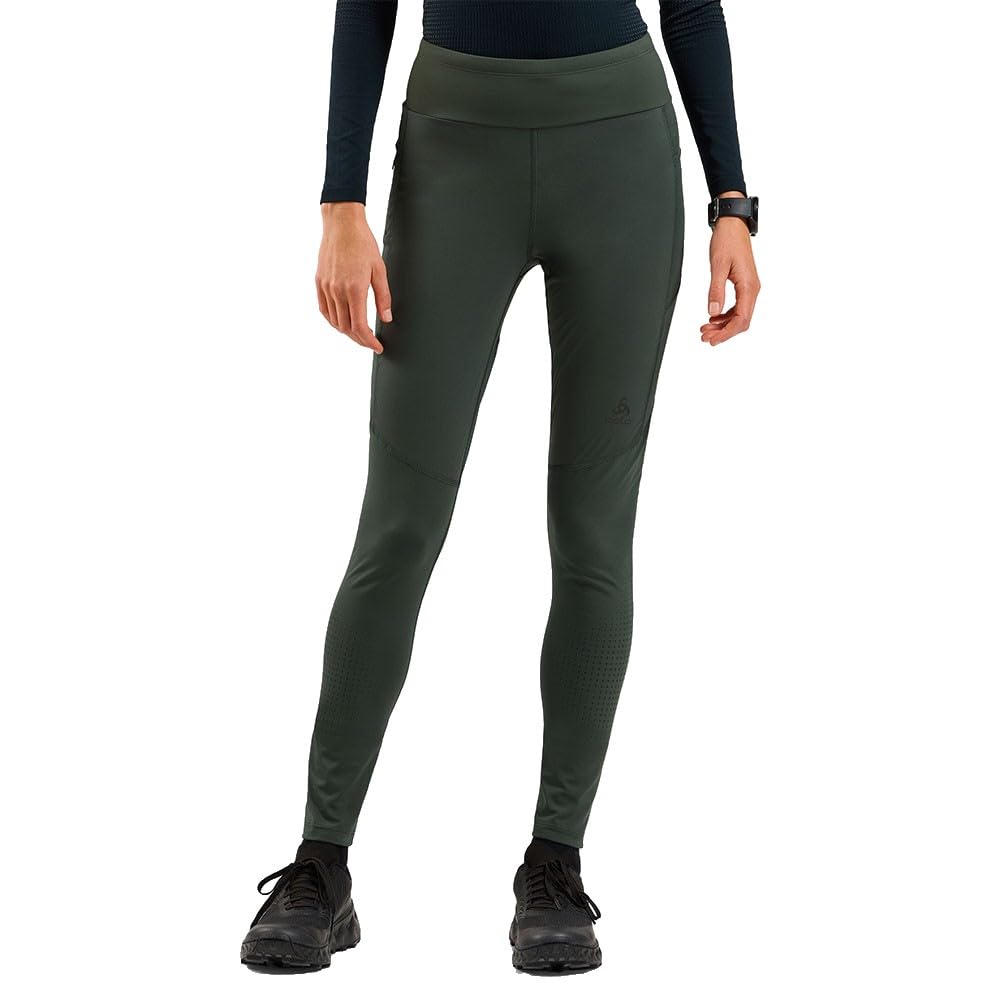 Odlo Damen Zeroweight Warm Reflective Tight Laufbekleidung Lauftight Urban Chic - Oliv L