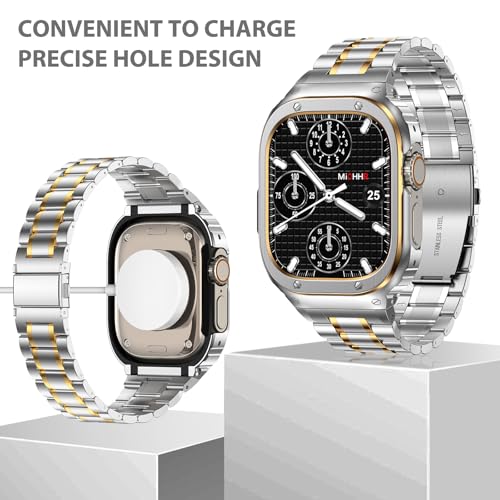Image of MioHHR Stainless Steel Band with Case for Apple Watch Bands Ultra 3 /2 /1