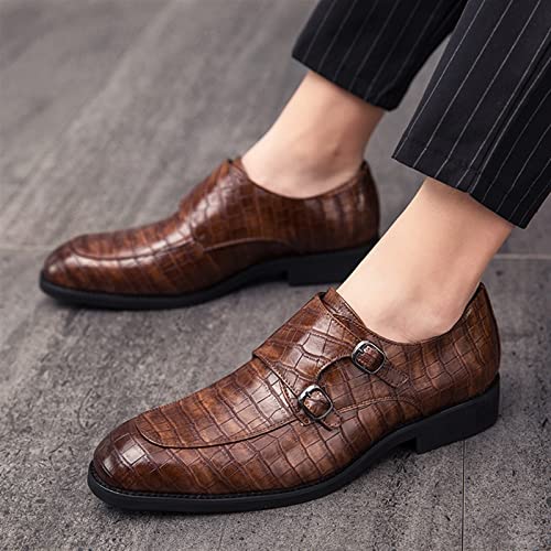 Dress Oxford Formal Shoes for Men Slip On Monk Strap Apron Toe PU Leather Anti-Slip Rubber Sole Low Top Slip Resistant Working2