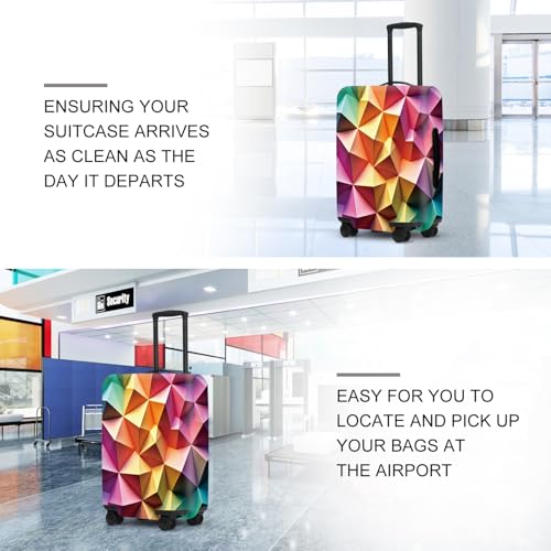 Image of Abstract Geometric Luggage Cover, 3D Gradient Polygons Waterproof Anti-Scratch Suitcase Protector, Modern Travel Case