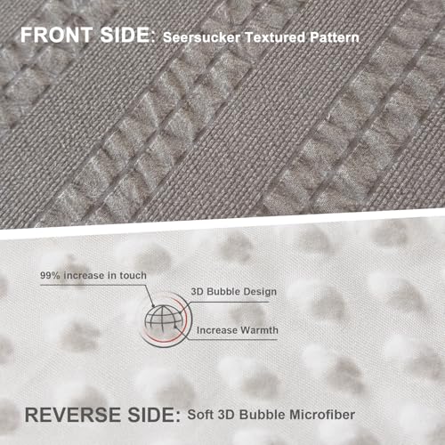 Image of tohrisa Boho Comforter Set Full Size Striped Pleats Bohemian Seersucker Bedding Set All Season Soft Cozy 3 Pieces Quilt with 2 Pillowcases(80 inchX90 inch Dark Grey)