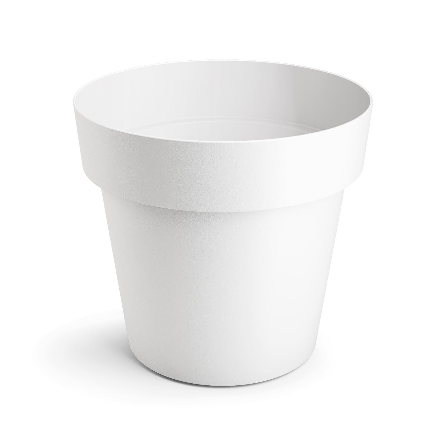 B2C Plant Pots Flower Planter 6 Colours 4 sizes Matt Plastic Pot Classic Look Home Deco Pot Plastic Lightweight (White Matt, 18cm)